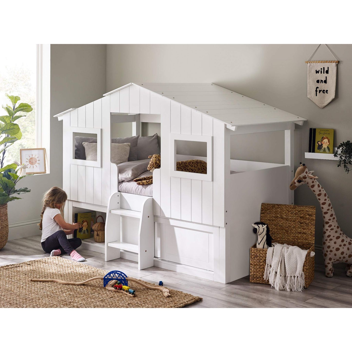 Acorn Treehouse Mid Sleeper & Storage Unit in White