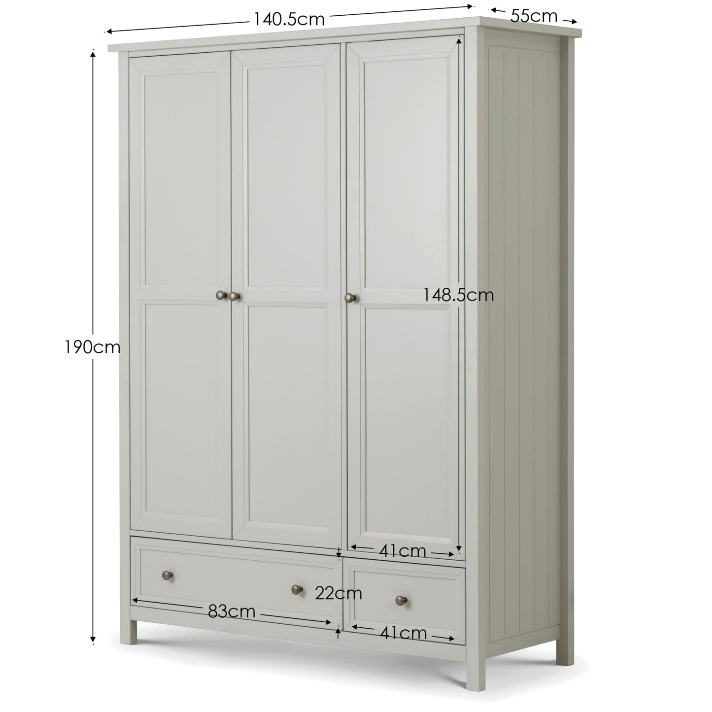 Maine 3 Door Combination Wardrobe