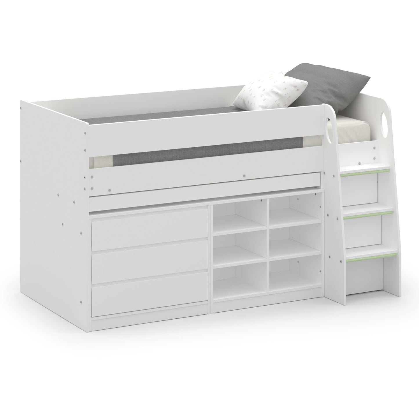 Vespa Mid Sleeper Storage Bed in White