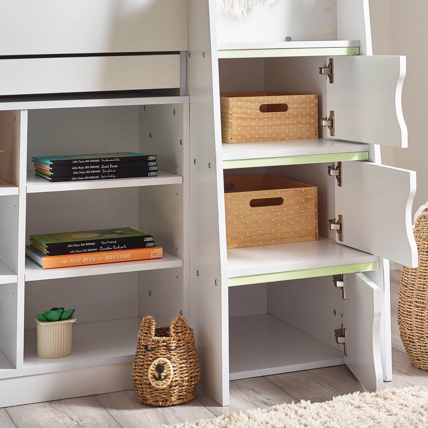 Vespa Mid Sleeper Storage Bed in White