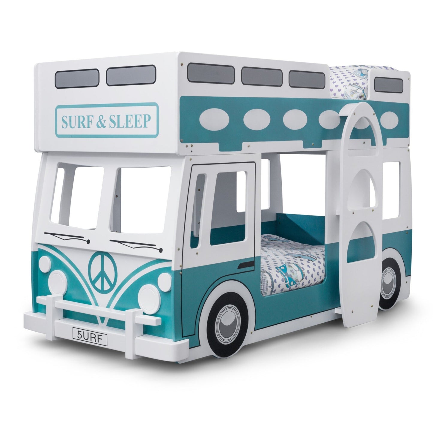 Campervan Bunk Bed in Surf Green & White