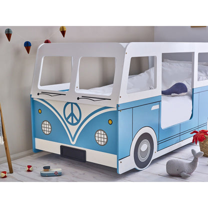 Campervan Low Sleeper Bed in Blue & White