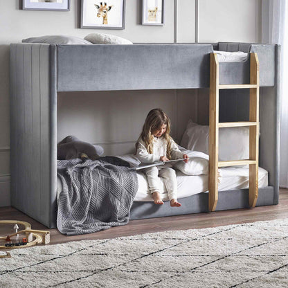 Daytona Plush Grey Velvet Bunk Bed