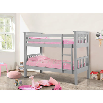 Barcelona Bunk Bed in dove grey shown in a wider bedroom setting