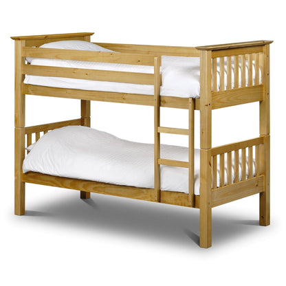 Front angled view of Barcelona Bunk Bed in pine