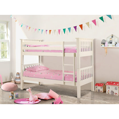 Barcelona Bunk Bed in stone white shown in a wider bedroom setting
