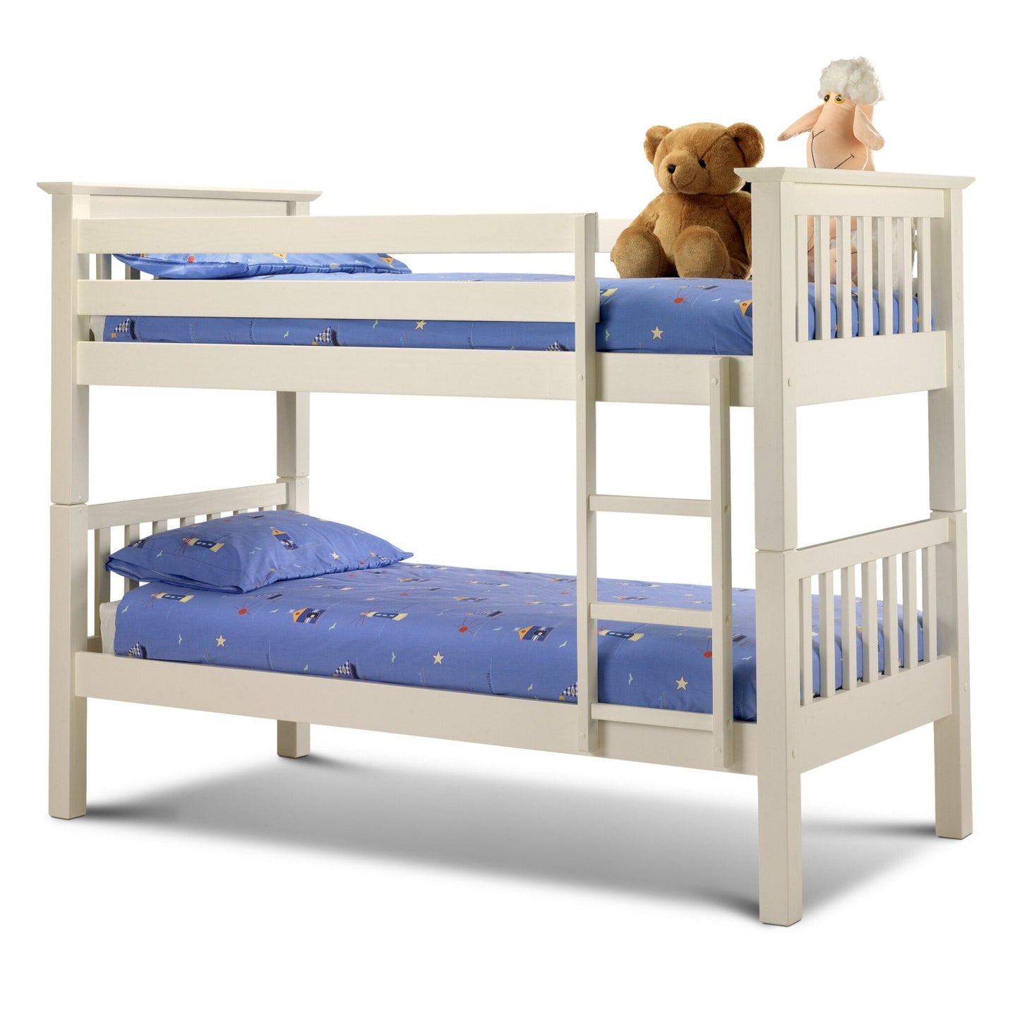 Front angled view of Barcelona Bunk Bed in stone white