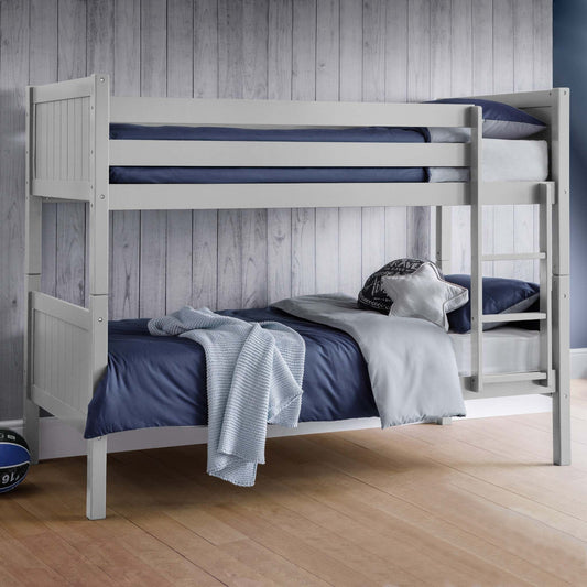 Bella Bunk Bed in dove grey styled in a bedroom setting