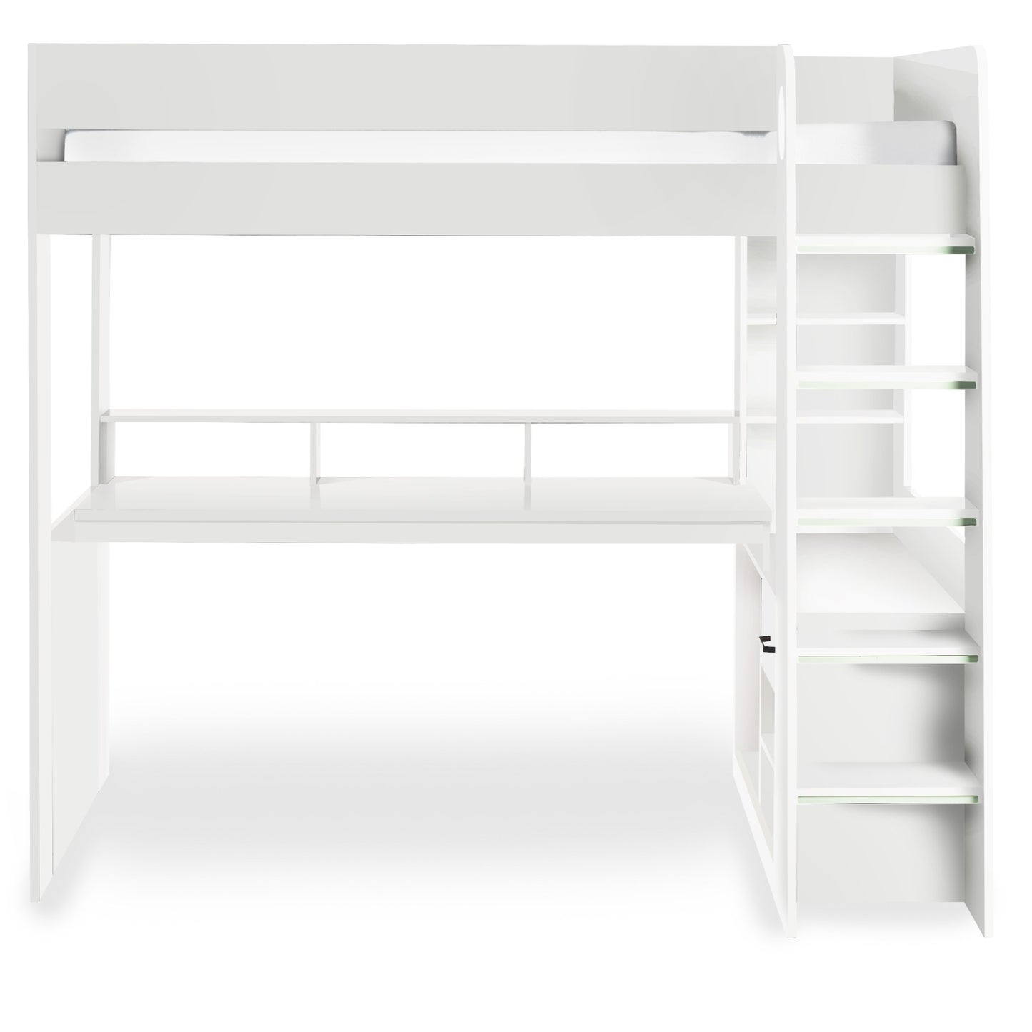 Front view of Blaze High Sleeper Gaming Bed in white
