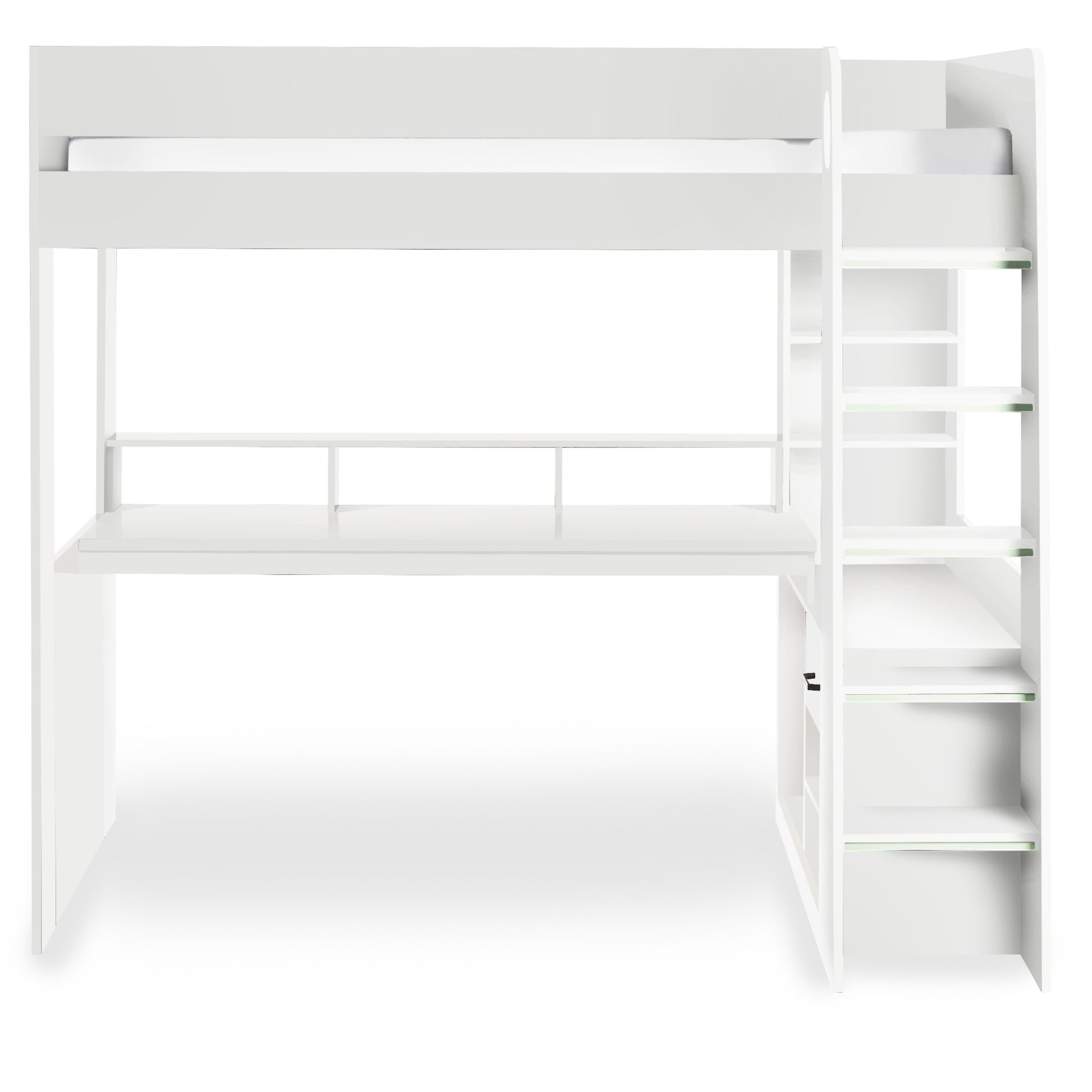 Front view of Blaze High Sleeper Gaming Bed in white