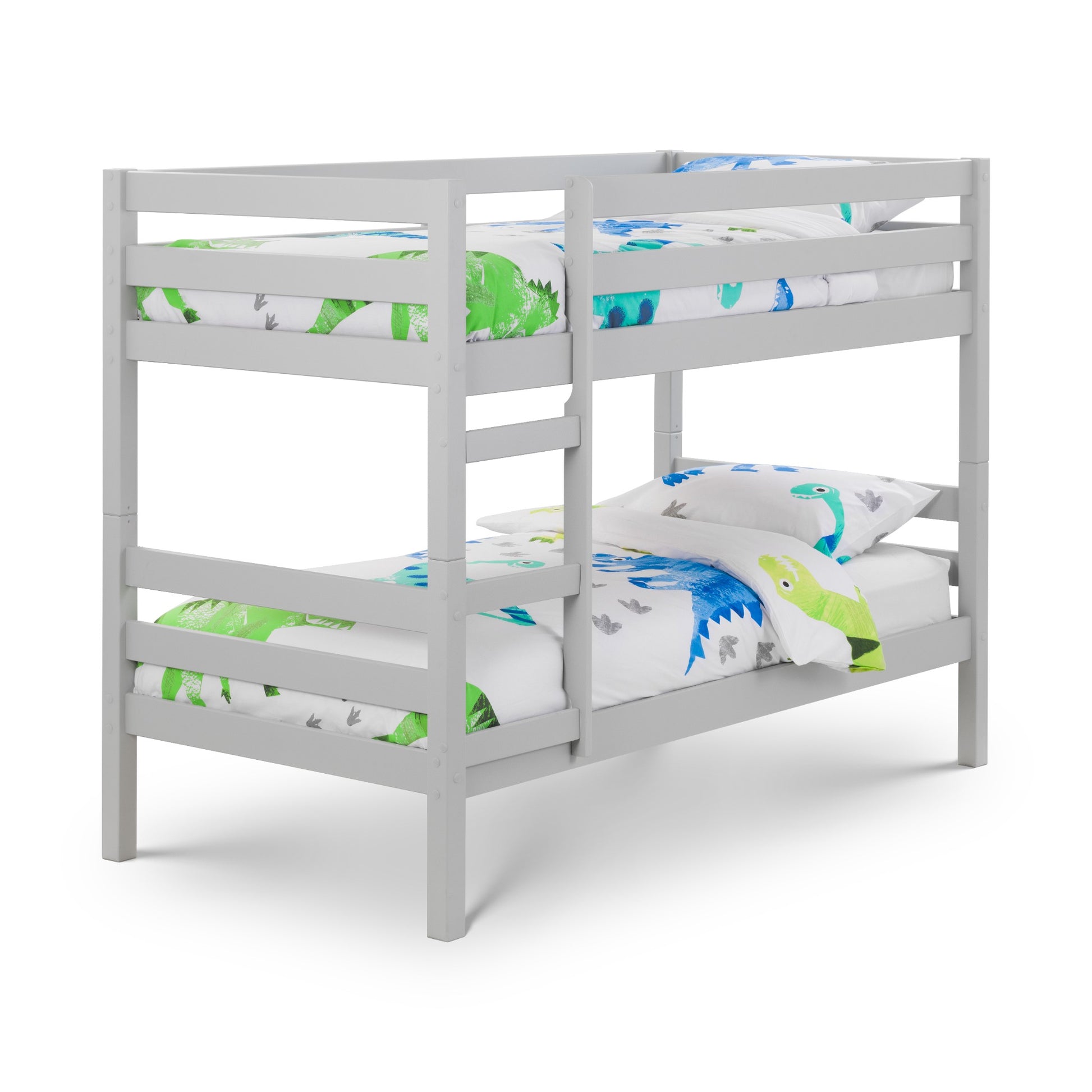 Angled corner view of Camden Bunk Bed in dove grey