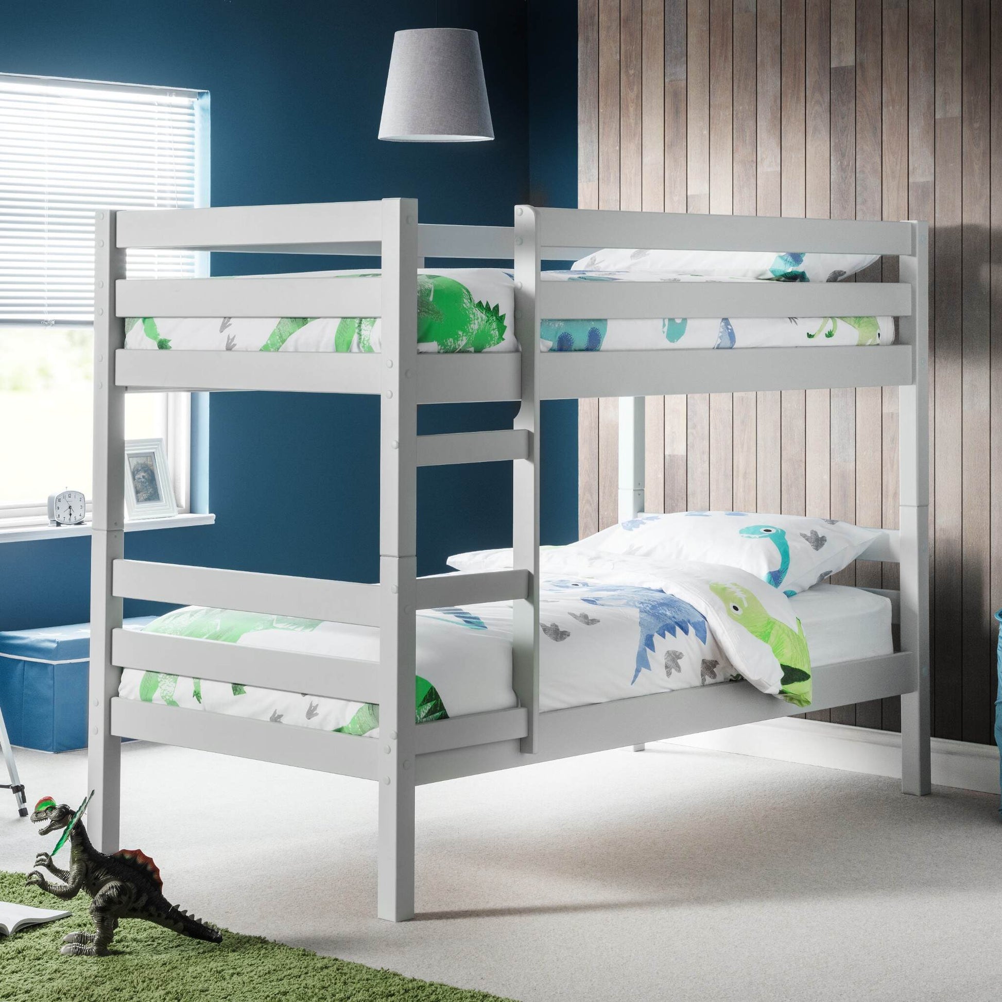 Camden Bunk Bed in dove grey shown in a child's bedroom setting