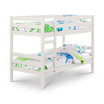 Angled corner view of Camden Bunk Bed in surf white