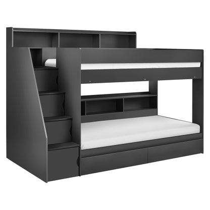 Front angled view of Camelot Staircase Bunk Bed in anthracite