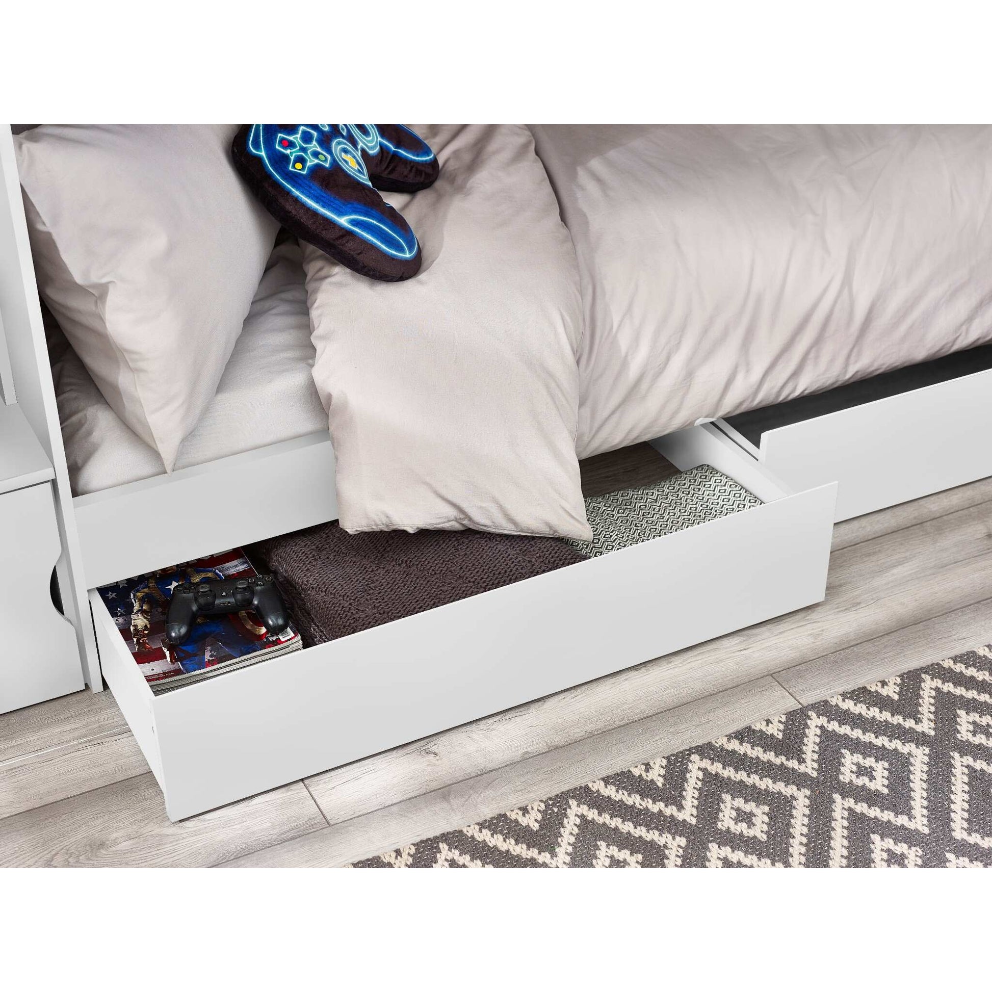Underbed storage drawers of Camelot Staircase Bunk Bed in white
