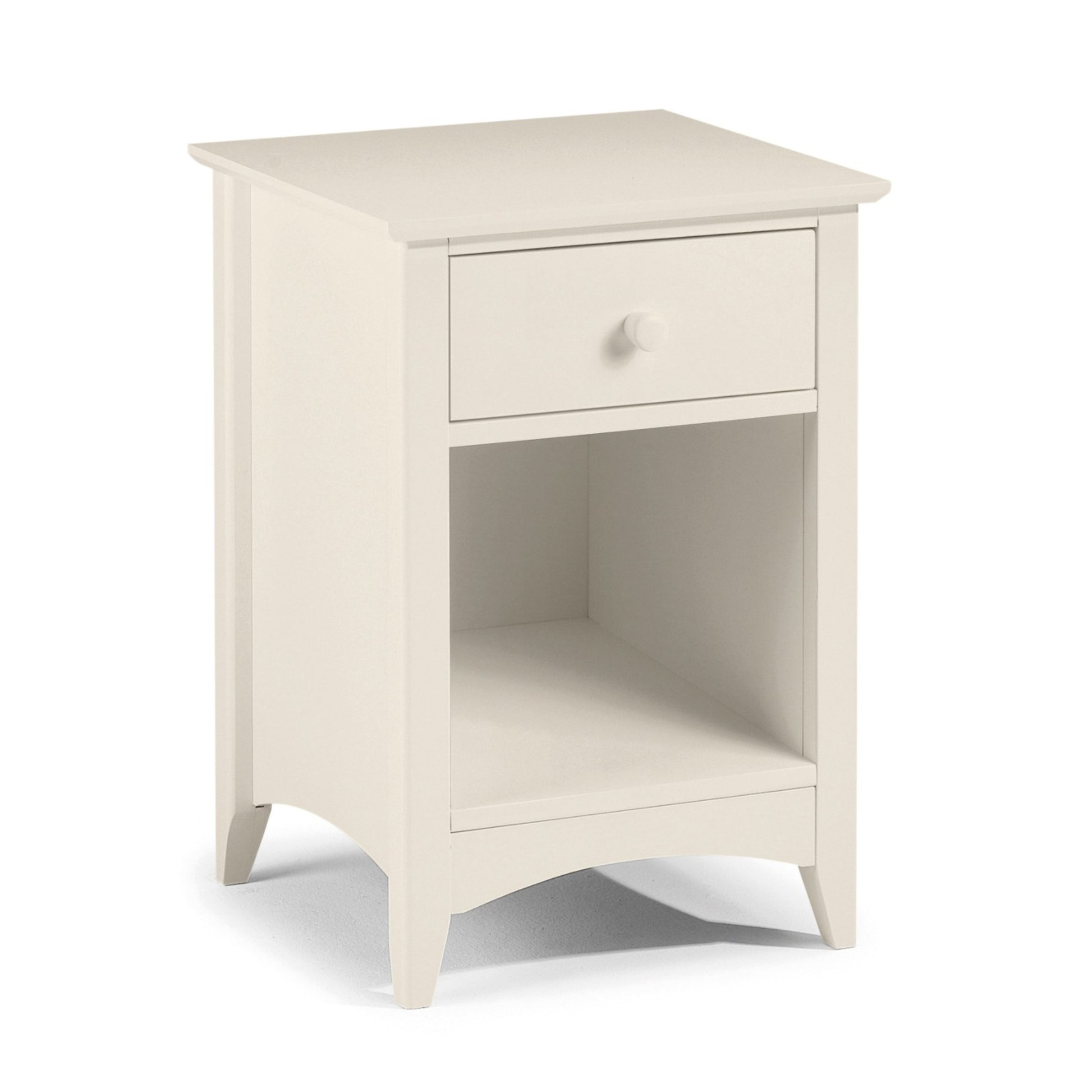Cameo 1 Drawer Bedside Cabinet in Stone White