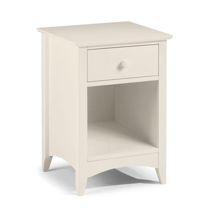 Cameo 1 Drawer Bedside Cabinet in Stone White