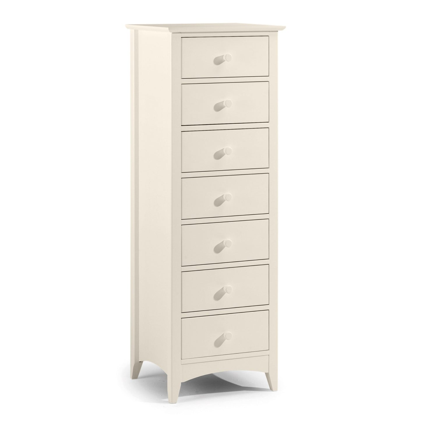 Cameo 7 Drawer Slimline Chest in Stone White.