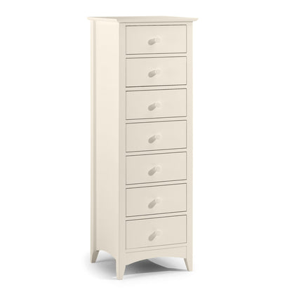 Cameo 7 Drawer Slimline Chest in Stone White.