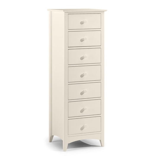 Cameo 7 Drawer Slimline Chest in Stone White.