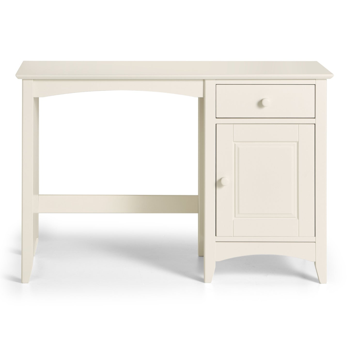 Cameo Desk in Stone White on a white background.