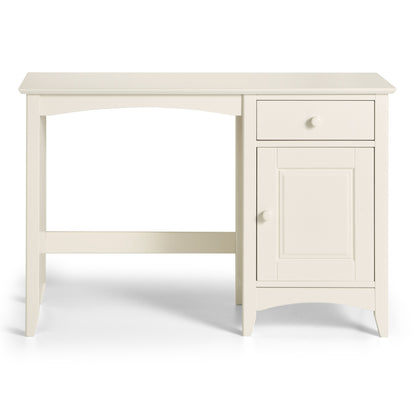 Cameo Desk in Stone White on a white background.