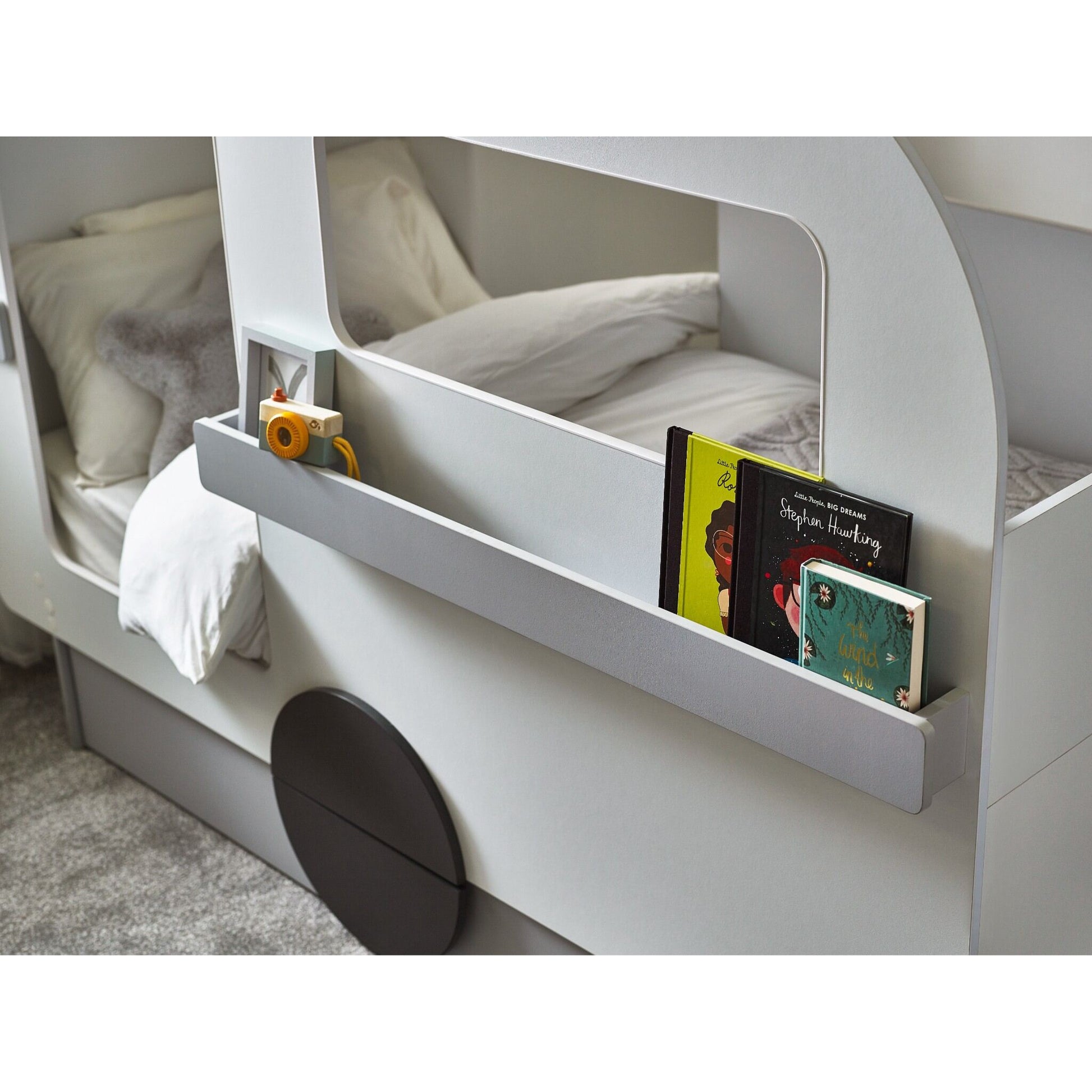 Side storage rail of Caravan Tourer Low Sleeper Bed