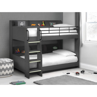 Domino Bunk Bed in anthracite shown in a wider bedroom setting