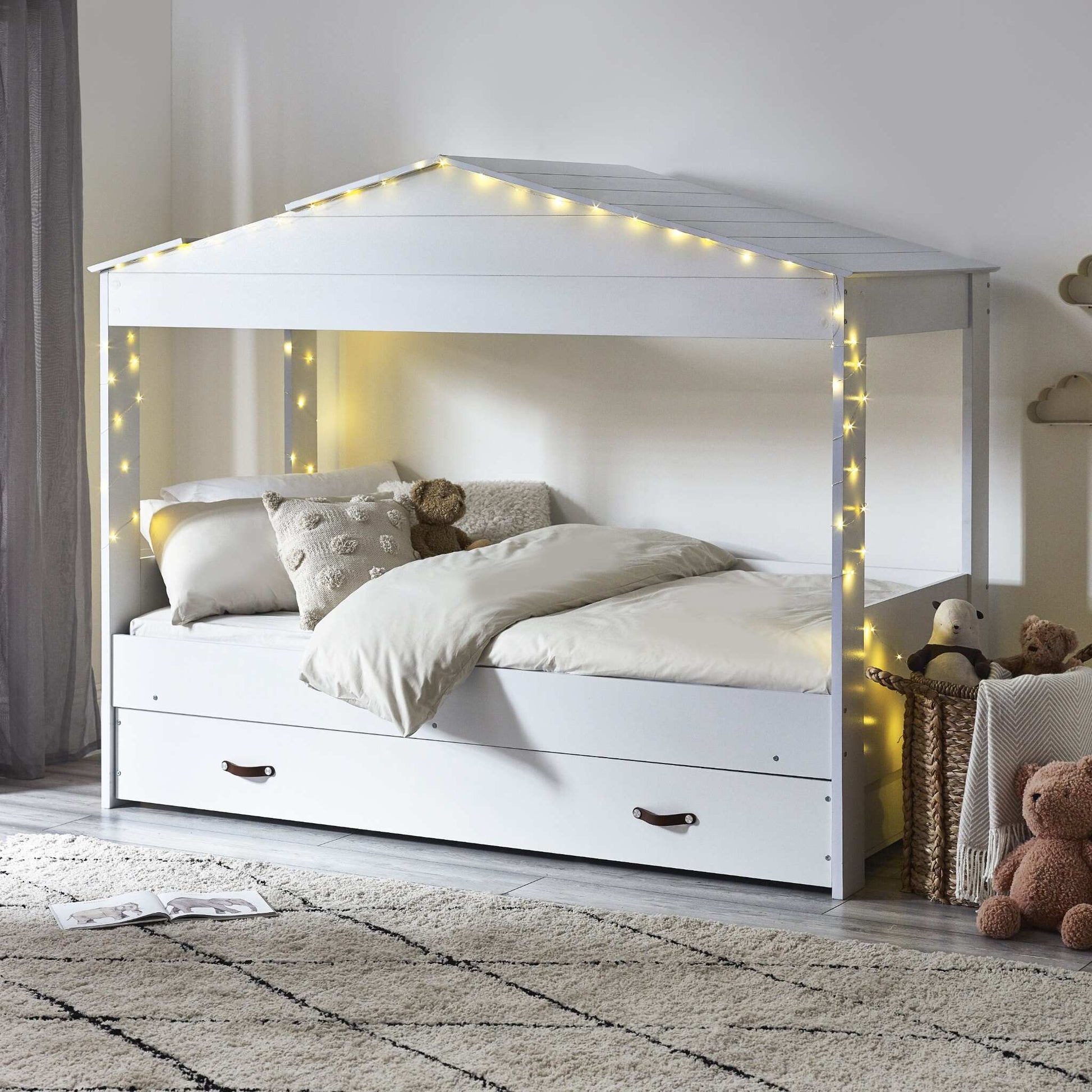 Hazel Low Sleeper Bed in white shown in a children's bedroom setting