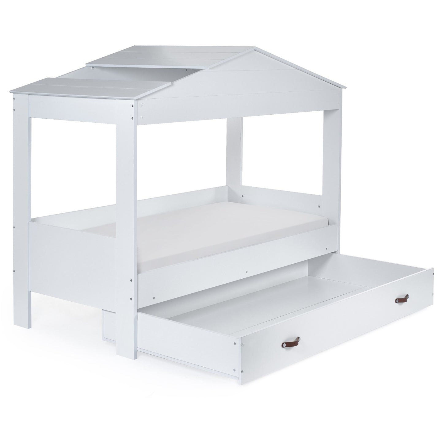 Hazel Low Sleeper Bed with open storage drawer on a white background