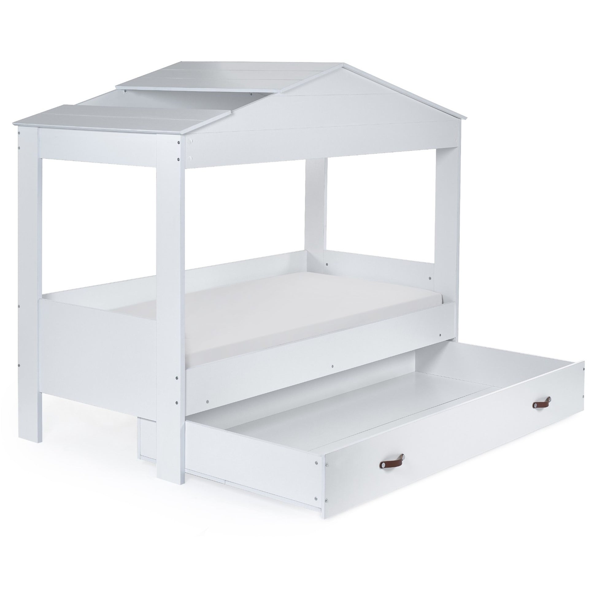 Hazel Low Sleeper Bed with open storage drawer on a white background