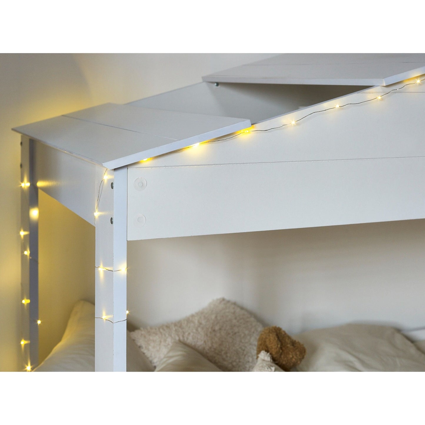 Roof corner detail of Hazel Low Sleeper Bed in white 