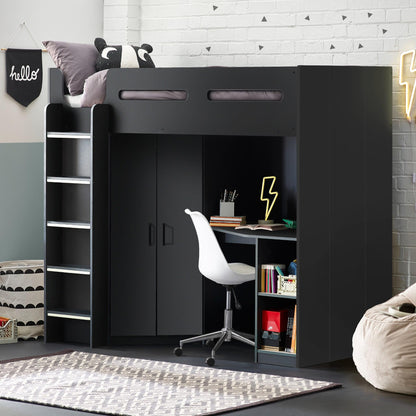 Hercules High Sleeper Storage Bed in anthracite shown in a bedroom setting