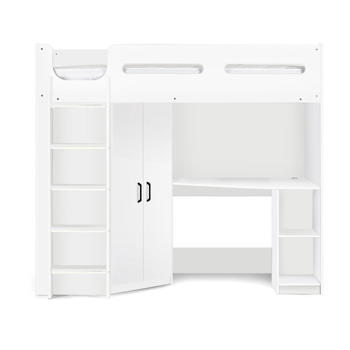 Front view of Hercules High Sleeper Bed in white