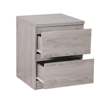 Jupiter 2-drawer bedside in grey oak with drawers half open