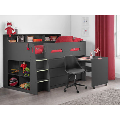 Wider view of Jupiter Mid Sleeper Storage Bed in anthracite