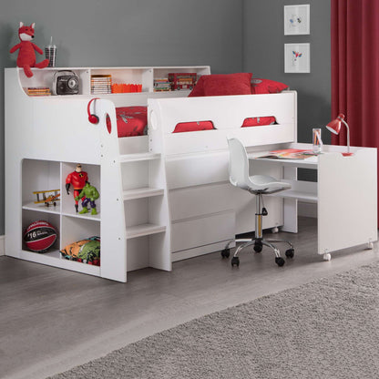 Jupiter Mid Sleeper Storage Bed in white shown in a bedroom setting