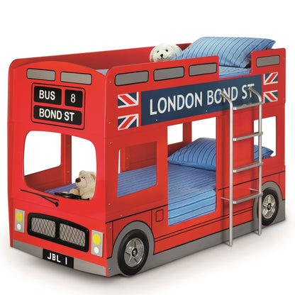 Front angled view of London Bus Bunk Bed in red