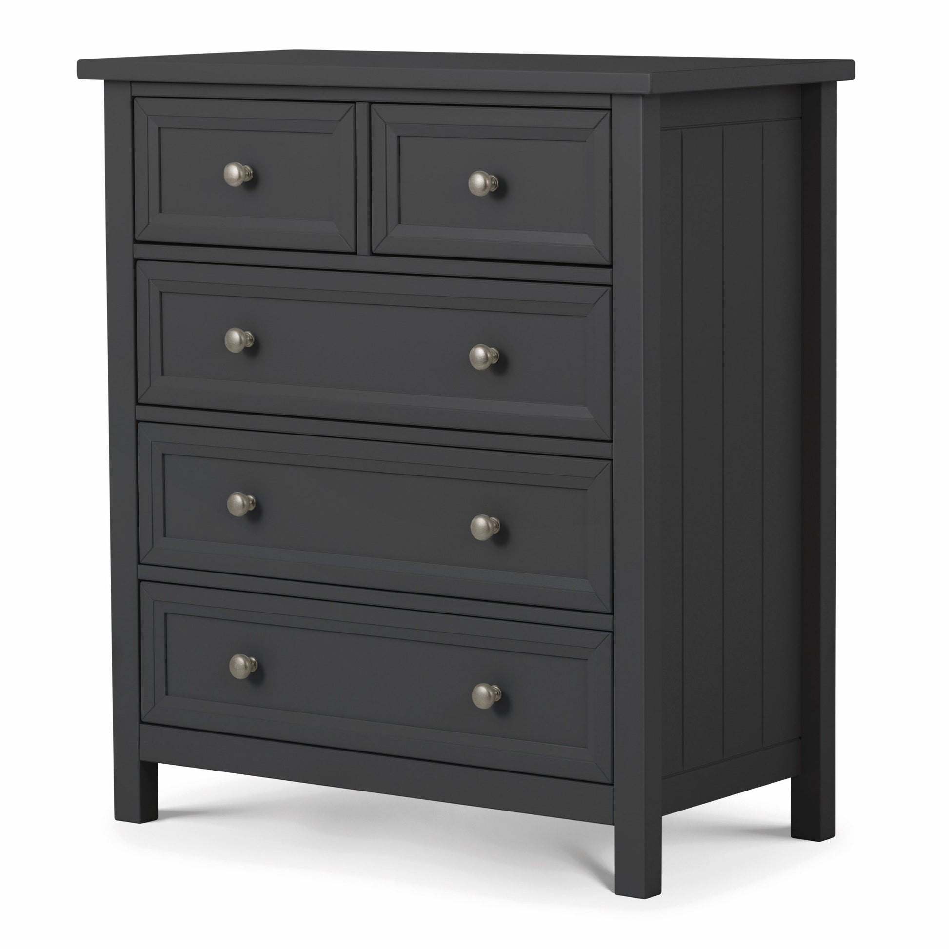 Front corner view of Maine 3 plus 2 drawer chest in anthracite