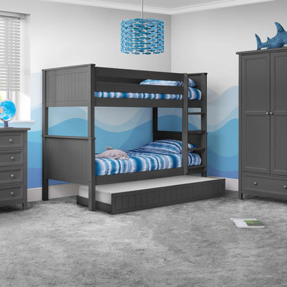 Maine Bunk Bed in anthracite with optional trundle in a bedroom setting