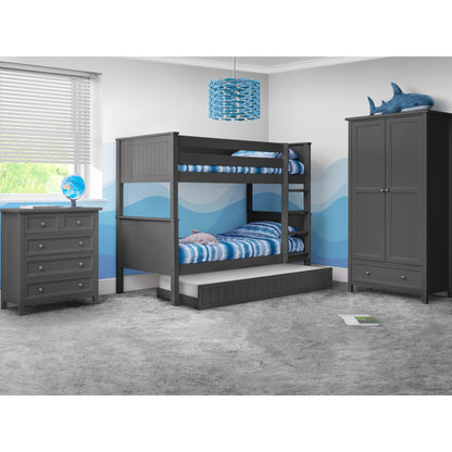 Wider bedroom view of the Maine Bunk Bed finished in anthracite