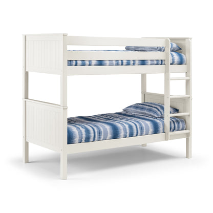 Angled view of Maine Bunk Bed in surf white