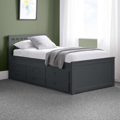 Maisie Trundle Bed with Drawers in anthracite shown in a bedroom setting