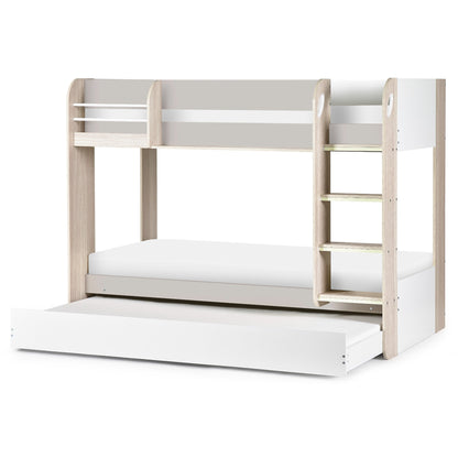 Front view of Mars Bunk Bed with Underbed in light woodgrain