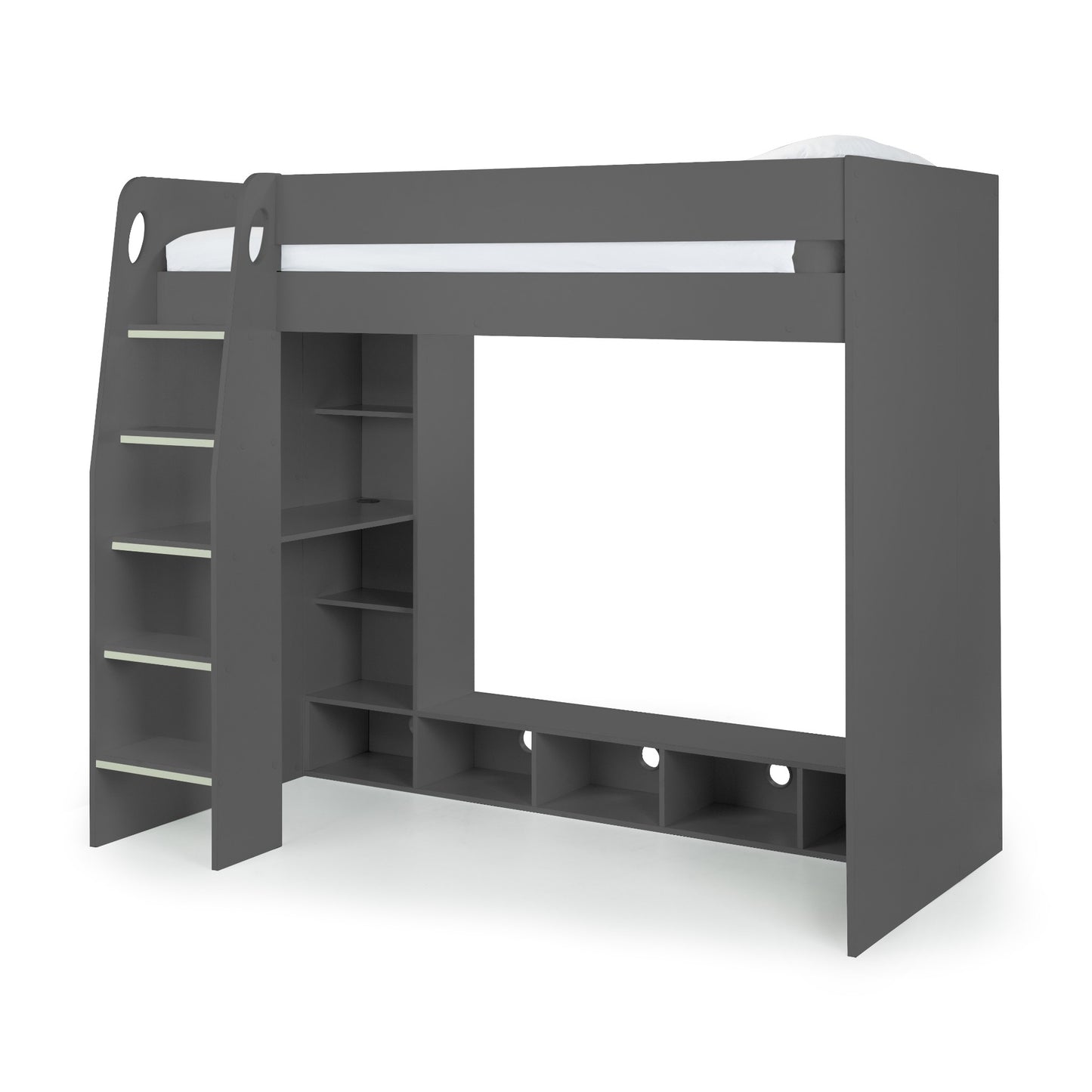 Front view of Nebula High Sleeper Gaming Bed in anthracite