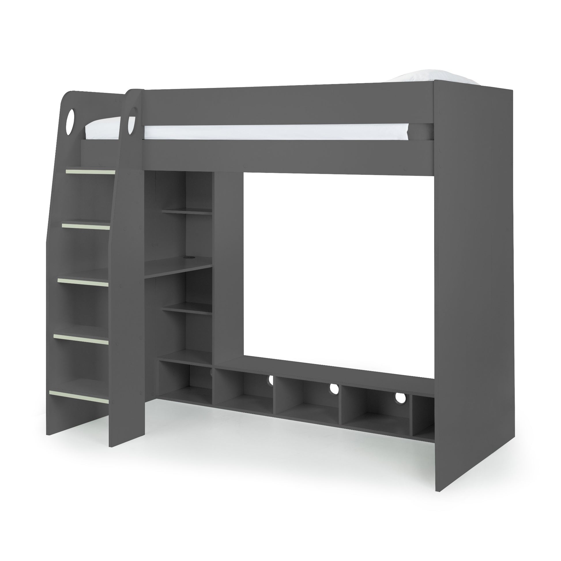 Front view of Nebula High Sleeper Gaming Bed in anthracite