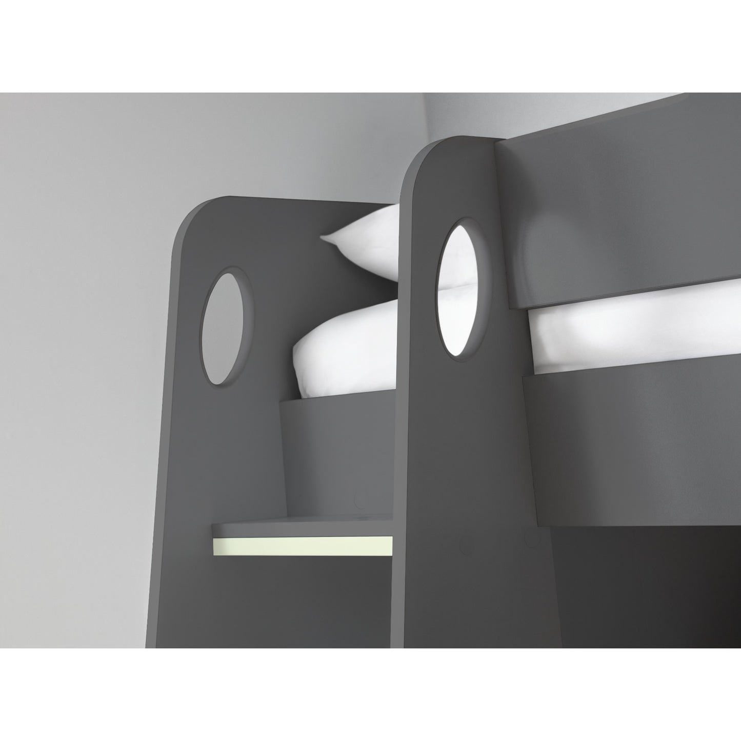Ladder hand hold detail of Nebula High Sleeper Gaming Bed in anthracite