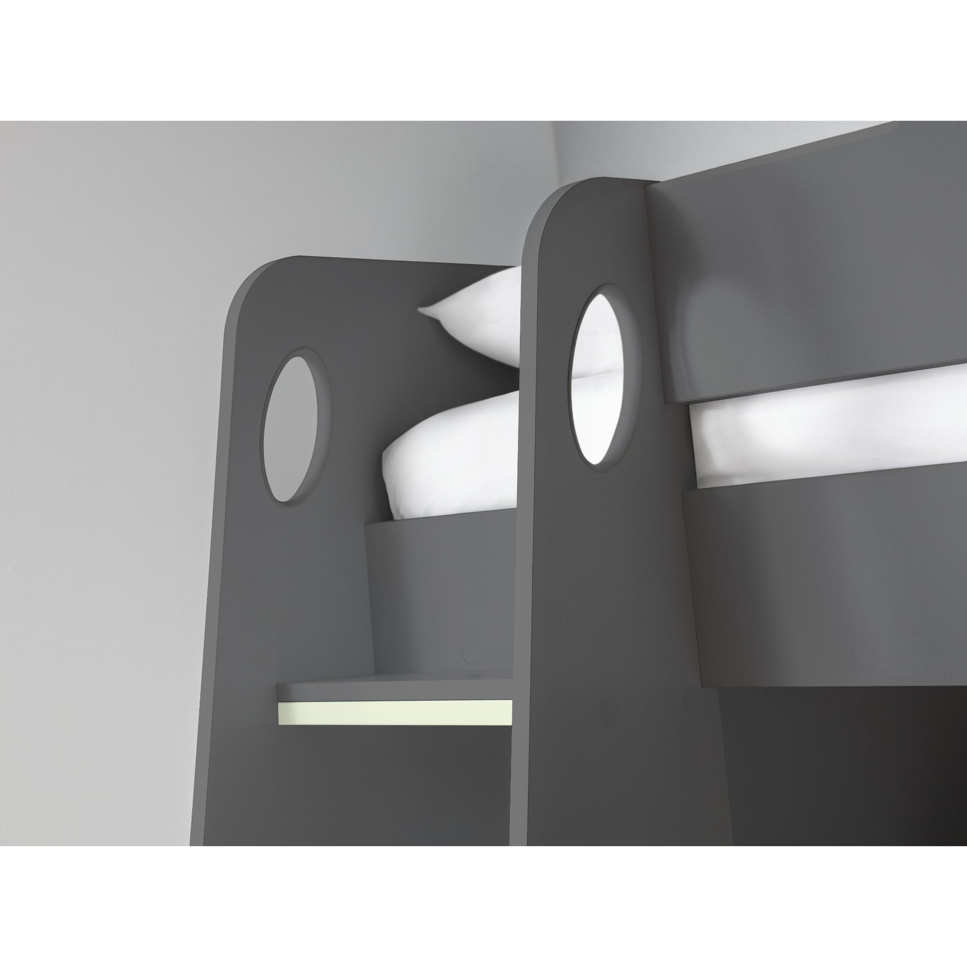 Ladder hand hold detail of Nebula High Sleeper Gaming Bed in anthracite