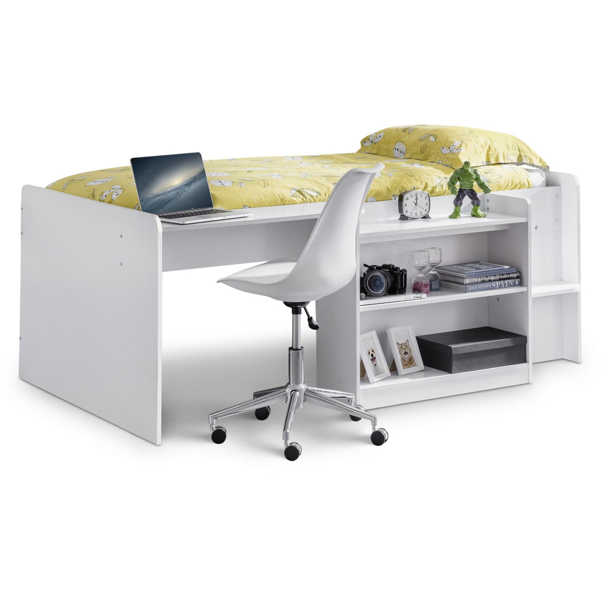 Front view of Neptune Mid Sleeper Cabin Bed in white