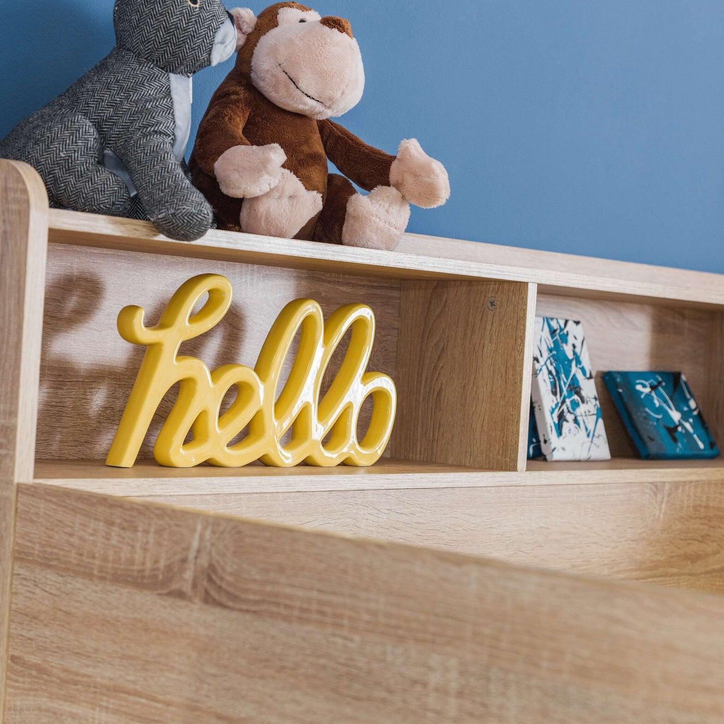 Shelving detail of the Orion Bunk Bed in sonoma oak